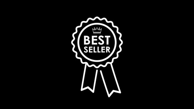 badge icon award best seller checklist animated icon badge number 1 best seller star looping croma 4k
