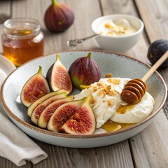 breakfast with croissant and coffee
