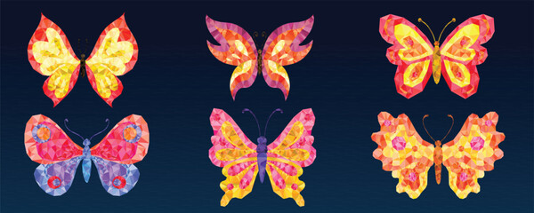 Geometric Butterfly Vector Set, Polygon Style