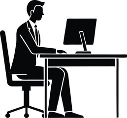 Minimalist businessman sitting silhouette