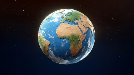 Fototapeta premium High-Resolution Rotating Earth Globe in Deep Space, Showcasing Continents, Oceans, and Topography