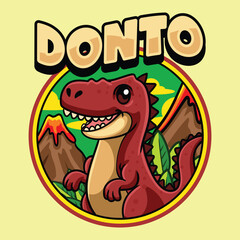 Cute Carcharodontosaurus Dinosaur Character Mascot in Vector Cartoon Illustration