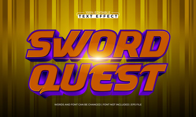 sword quest editable text effect with a knight and sword text style