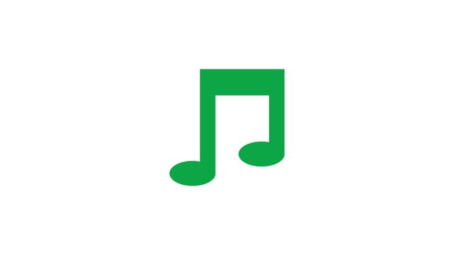 Music notes countdown animation. Musical symbol on isolated white background.