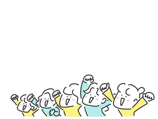 拳をあげて熱狂的に応援する女性達　応援・観客・アイドルファン