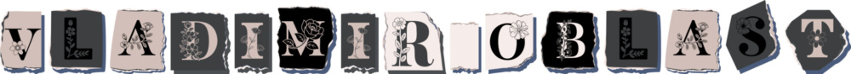 VLADIMIR OBLAST Floral Typography of a Russian Region � Elegant Torn Paper Letter Design