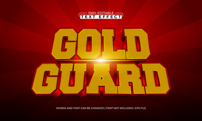 gold guard editable text effect with a knight and sword text style