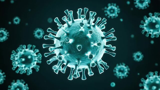 The microscopic view of a virus, showcasing the structure and potential danger of this infectious agent