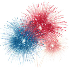 Red And Blue Fireworks Depicting America Isolated on Transparent Background