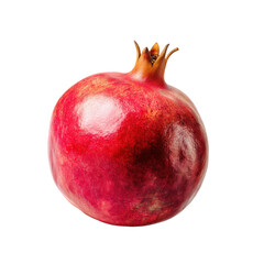 Pomegranate on White: A vibrant pomegranate with a deep red hue and crown-like sepals isolated, showcasing the fruit's rich texture and form.