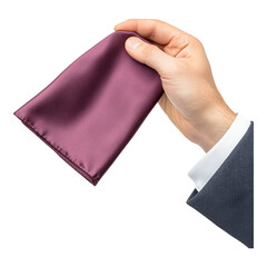 Elegant Hand Holding Silk Cloth on Isolated Transparent Background