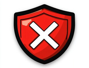 Obraz premium Red Shield Icon With White X