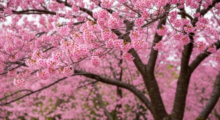 Beautiful Pink Cherry Blossom Trees in Full Bloom