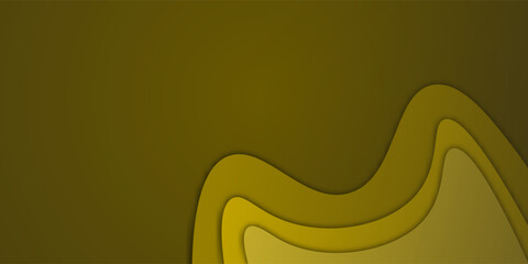 Abstract Yellow and Brown Wave Background with Layered Paper Cut Style

