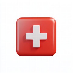 Fototapeta premium Red Square Button With White Cross Symbol