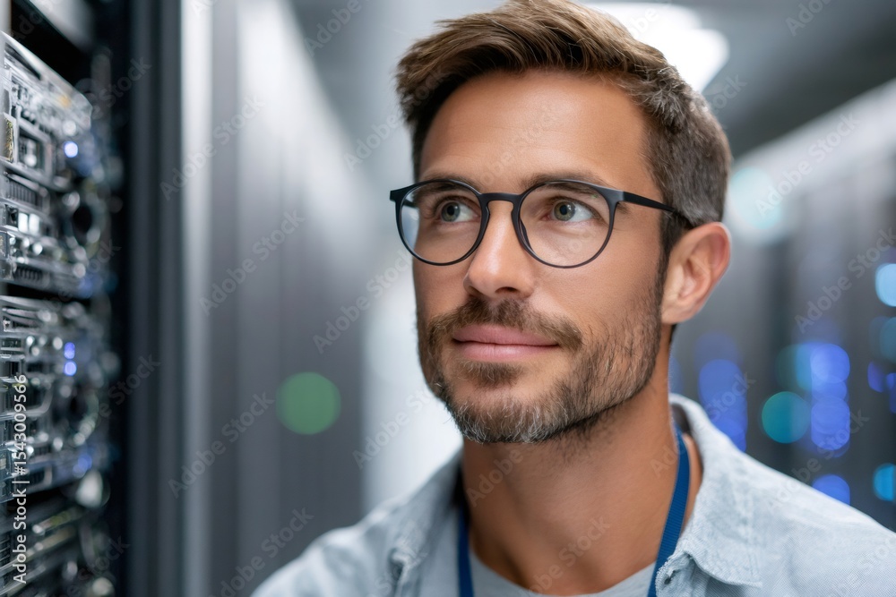 Poster It specialist monitoring server operations in data center