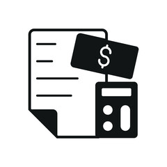 Budget planner in bold silhouette forms a strong and modern financial tracking icon.