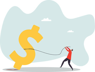 Working hard for money, effort to earn more salary or investment profit, tax burden or financial problem and difficulty.character for design.