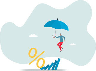 Interest rate and inflation percent impact economy and investment market, federal reserve monetary policy.business concept.character for design.