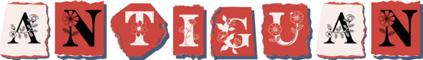 ANTIGUAN Floral Typography of a National Identity � Elegant Torn Paper Letter Design