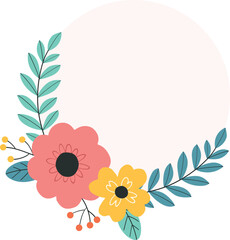 frame with flowers and leaves