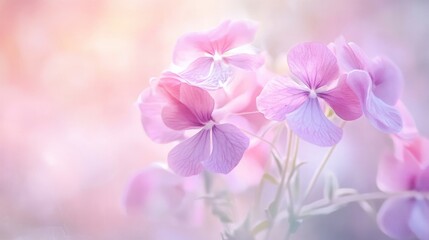 Fototapeta premium Soft watercolor flowers in soft tones and pastel colors evoke gentle beauty and tranquility.