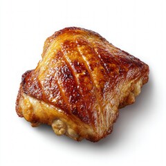 Roasted Chicken Thigh Close Up On White Background