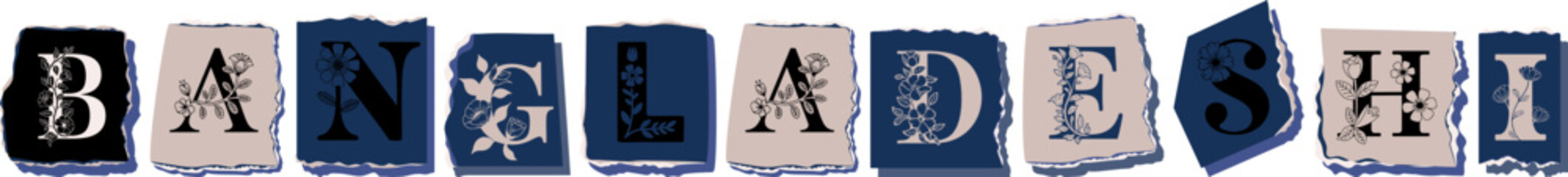 BANGLADESHI Floral Typography of a National Identity � Elegant Torn Paper Letter Design