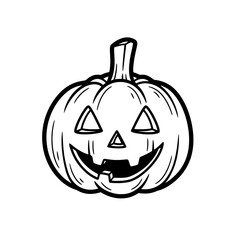 Happy Jack-o'-Lantern Pumpkin with Carved Face – Fun Halloween Icon for Party Decor or Festive Graphics – Vector Illustration