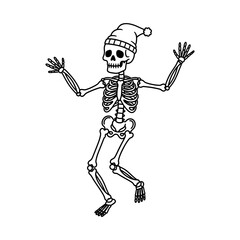 Skeleton Dancing with Raised Arms – Funny Halloween Character for Spooky Party or Children’s Illustration – Vector Illustration