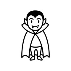 Cute Cartoon Dracula with Cape – Friendly Halloween Vampire Character for Kids Illustration or Party Decor – Vector Illustration