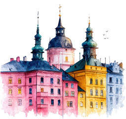 Fototapeta premium Prague Castle Watercolor Painting