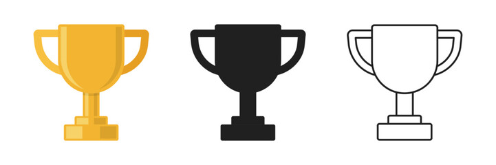 Trophy cup icon set collection in flat style. Award prize vector illustration on isolated background. Champion sports event sign business concept.