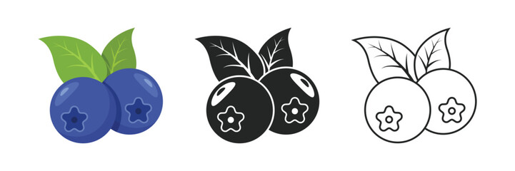Blueberry fruit icon in flat style. Bilberry vector illustration on isolated background. Sweet berry sign business concept. © Lysenko.A