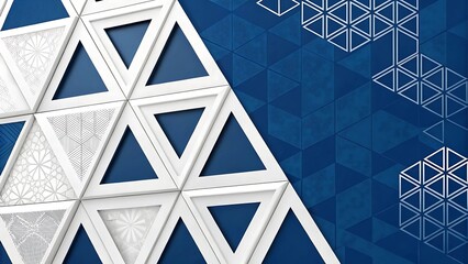 A digital illustration featuring an abstract, geometric pattern with a predominant color of deep white.