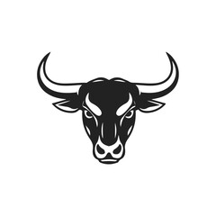 Bull head tribal style horned animal design aggressive expression, tribal bull, horned animal, bull face, vector silhouette	