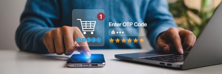 Person entering one-time code on smartphone.