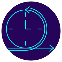 Iteration icon. Vector pictogram with thin lines on a round dark blue background. Minimalistic illustration representing process repetition, development cycles, and continuous improvement