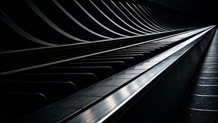 A photo featuring a series of elongated, dark lines that resemble a sleek.