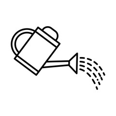 Watering can icon isolated on white. Watering can pouring water.