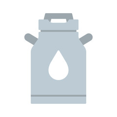 Flat icon of milk barrel with drop symbol.