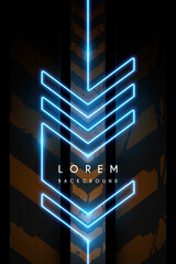 Blue neon light arrow line