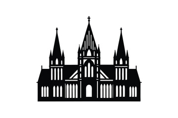Fototapeta premium Nidaros Cathedral Norway Illustration on White Background detailed