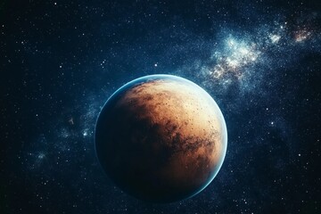 Obraz premium Celestial Wanderer Exploring Mars Ascending Through Dusty Enigmas and Cosmic Vistas in Space