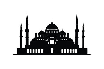 Obraz premium Istanbuls Blue Mosque Illustration on White Background detailed