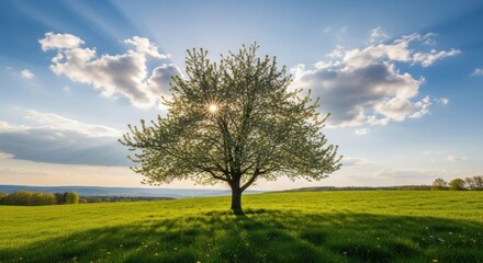 Obraz premium Majestic Tree Standing Tall Beneath a Sunny Sky