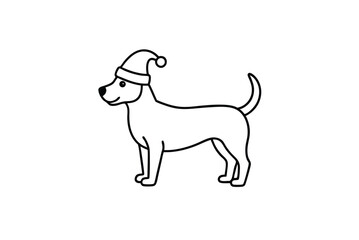 Adorable Dog Wearing Santa Hat on White Background Christmas Illustration