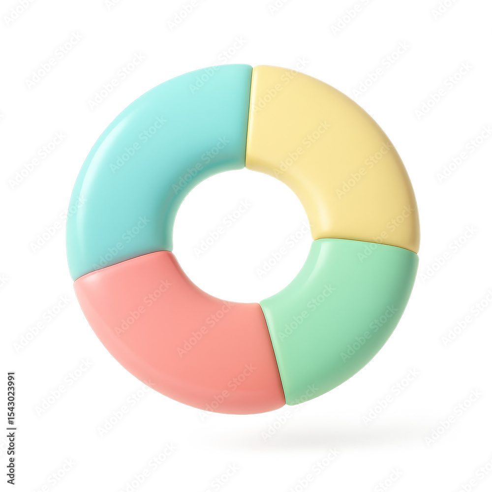 Poster colorful circle chart: a vibrant, segmented circle chart, rendered in a smooth, pastel style, repres