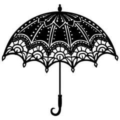 Elegant Lacy Umbrella Vector – Generative AI and Linocut Silhouette Design