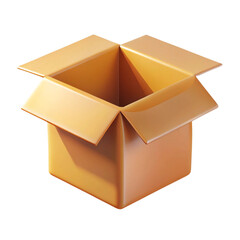 Open cardboard box isolated on black background